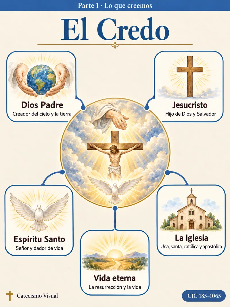 Mapa ilustrado del Credo, parte Lo que creemos